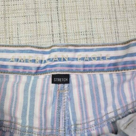 American Eagle Women’s Striped Shorts Stretch Cuffed Hem Multicolor Size 10 - Picture 3 of 6